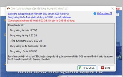 Khắc phục lỗi SQL Server đầy do quá 10GB của phần mềm hải quan, kế toán